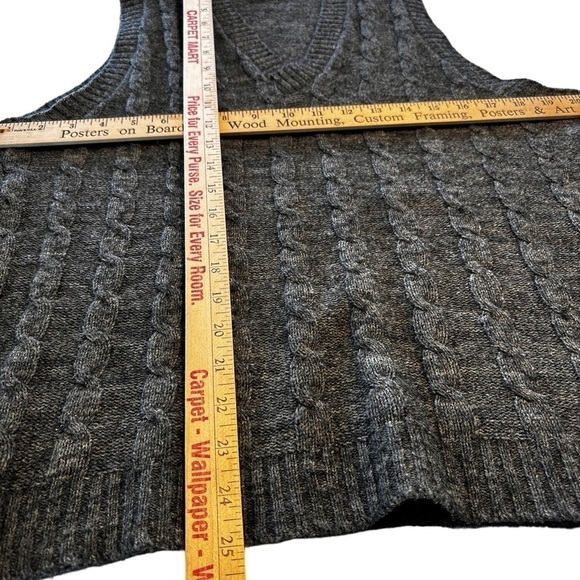 VTG Kings Road V-neck Sweater Vest Cable Knit Medium Gray Sears Mens Store 70's - Picture 6 of 9